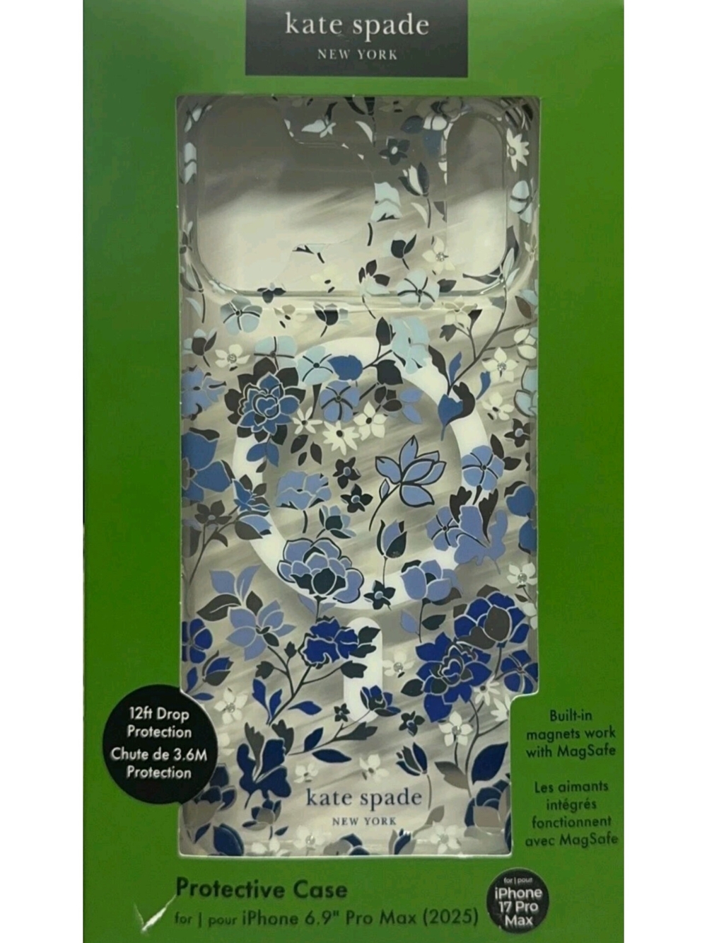 Kate Spade Blue Floral Protective iPhone 6.9" Case (Blue)